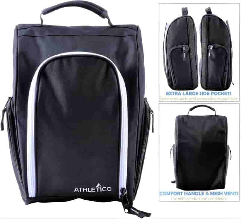 Golf Shoe Bag with Ventilation and Pocket (Black)
