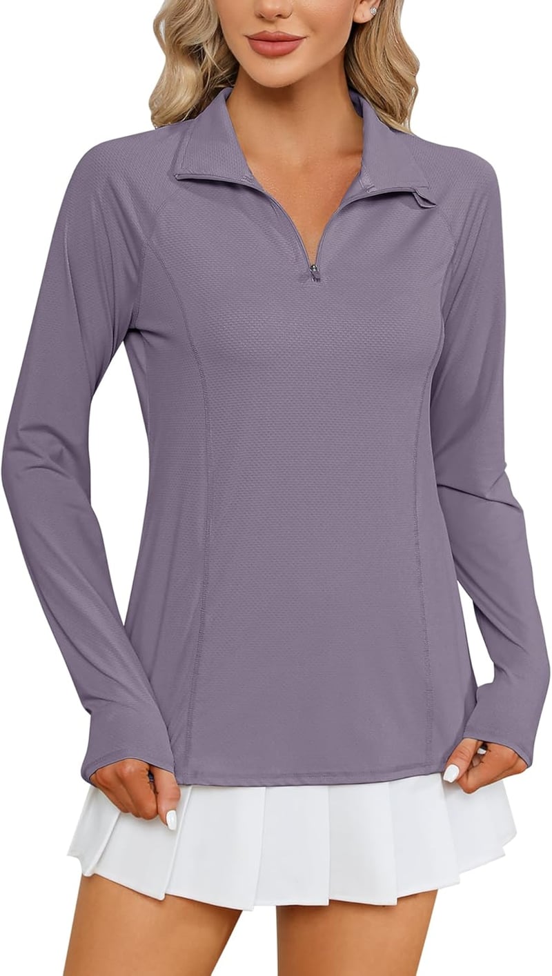 Summer Women's 1/4 Zip Quick-Dry Hiking Shirt with Sun Protection