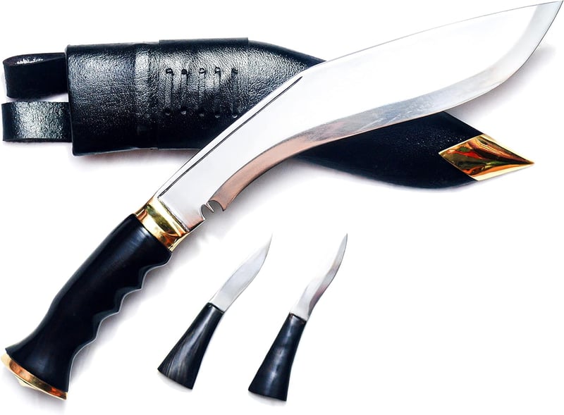 Kukri Knife with Leather Sheath & Horn Handle