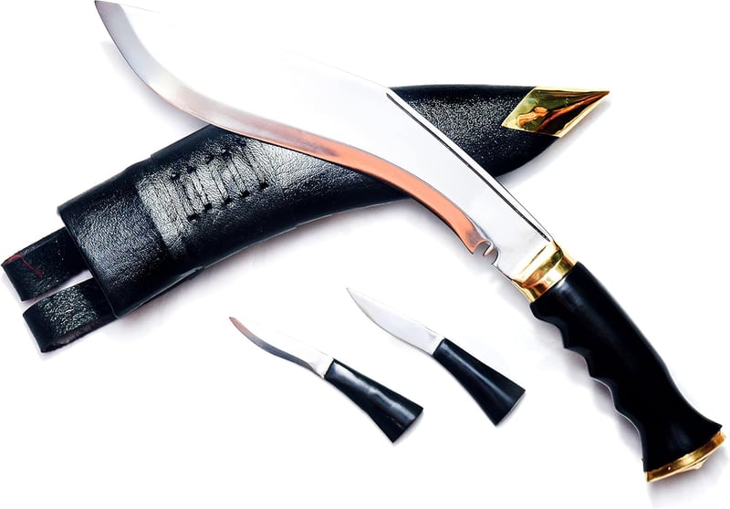 Kukri Knife with Leather Sheath & Horn Handle