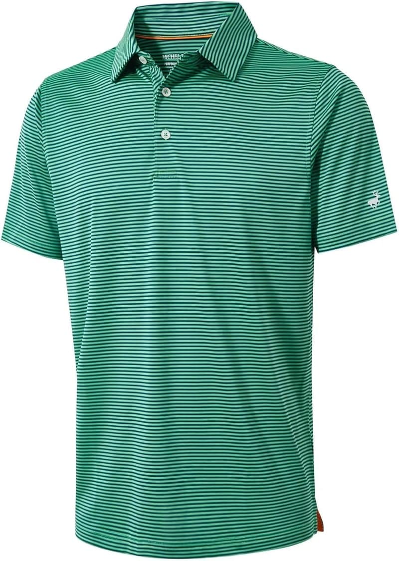 Men's Moisture-Wicking Striped Golf Polo Shirt