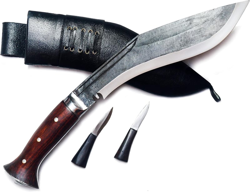 Carbon Steel Kukri Knife Set with Rosewood Handle