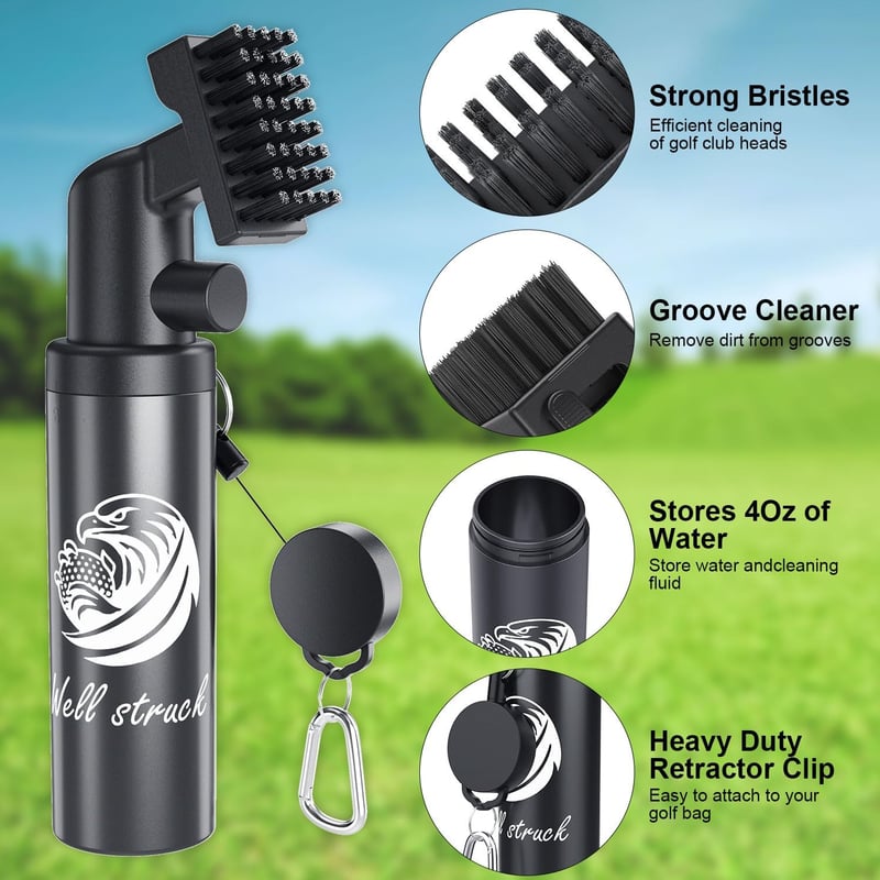Golf Club Cleaner with Nylon Bristles & Clip - 4oz Essentials