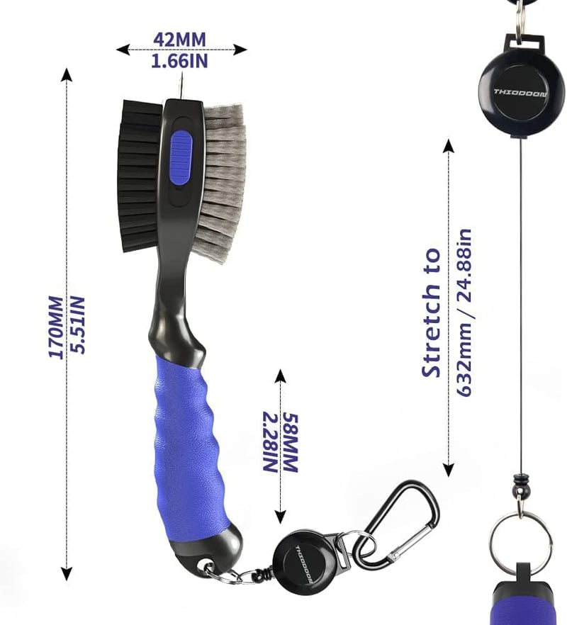 2-Pack Golf Club Brushes with Retractable Cleaner and Zipline