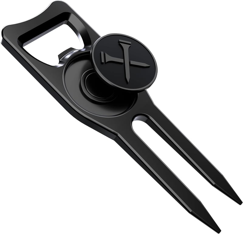 6-in-1 Golf Divot Tool & Ball Marker for Green, Black