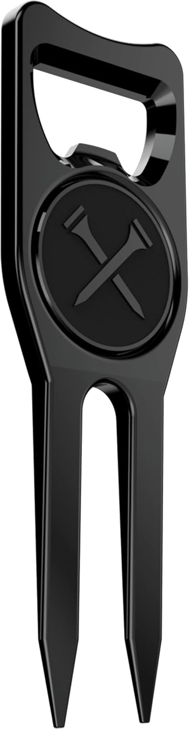 6-in-1 Golf Divot Tool & Ball Marker for Green, Black