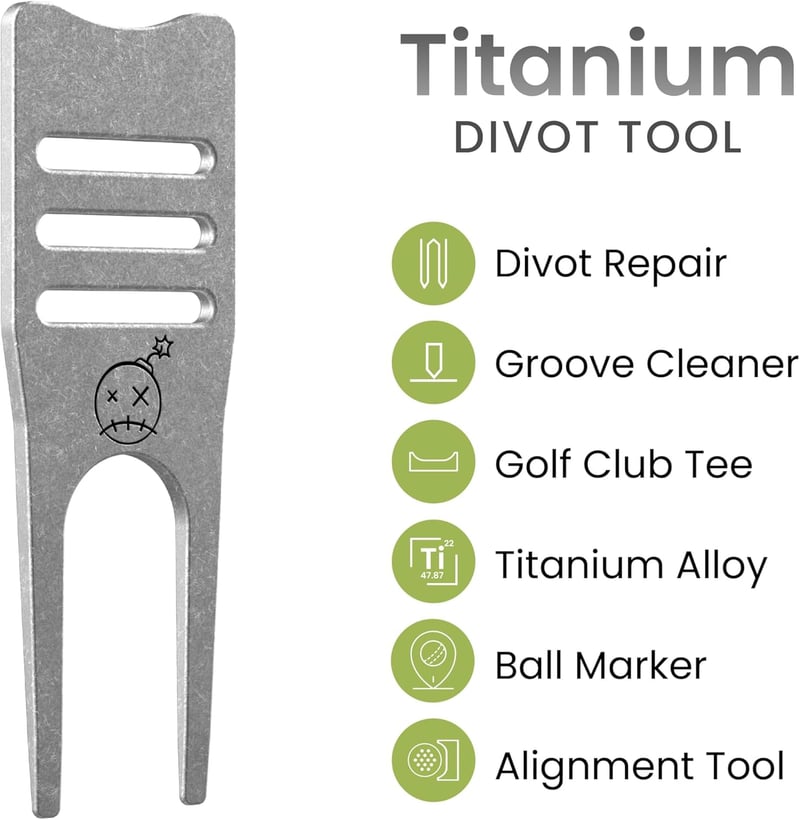 Titanium Golf Divot Tool & Ball Marker with Multi-Use Features