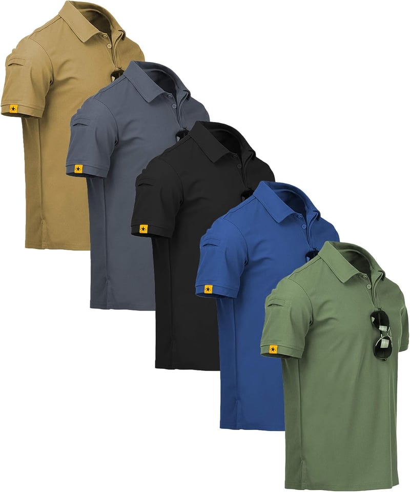 Men's Moisture-Wicking Polo Shirt 5-Pack