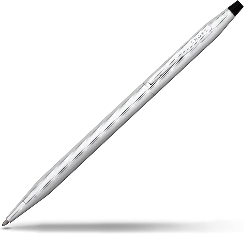 Luxury Chrome Ballpoint Pen, Refillable Black Ink, Gift-Boxed