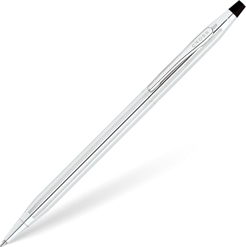 Luxury Chrome Ballpoint Pen, Refillable Black Ink, Gift-Boxed