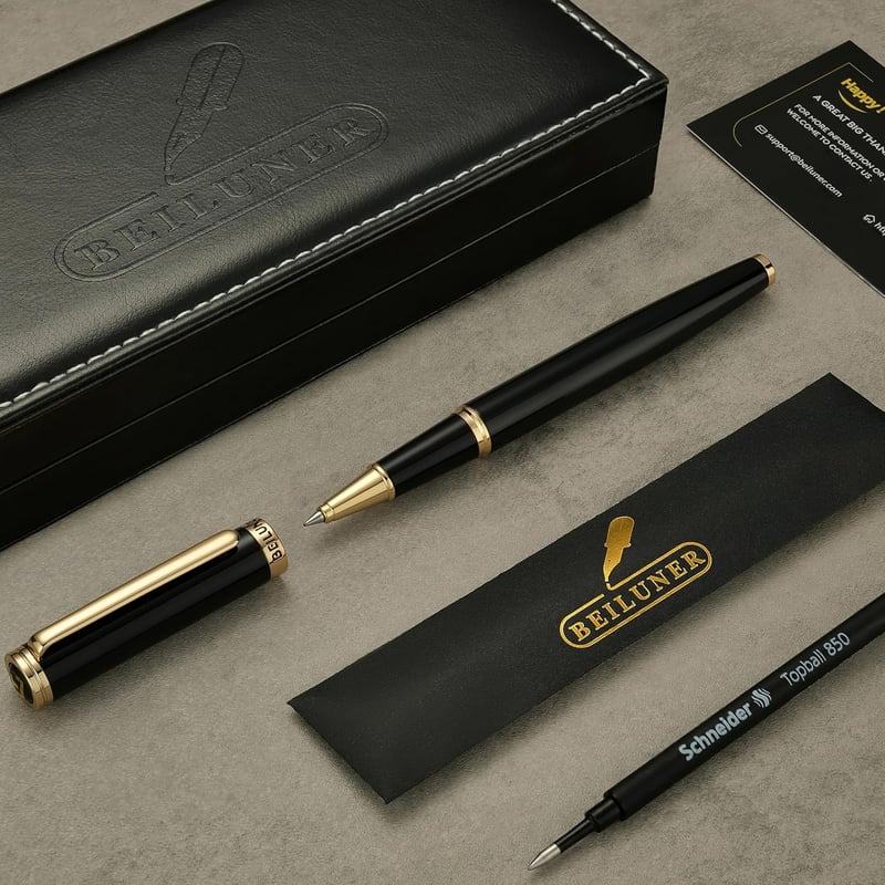 Luxury Rollerball Pen Gift Set with 24K Gold Trim for Professionals