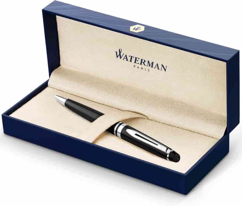 Luxury Ballpoint Pen, Black Chrome, Medium Tip, Gift Box Included