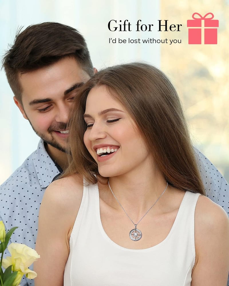Anniversary Compass Necklace, Sterling Silver & 18K Gold