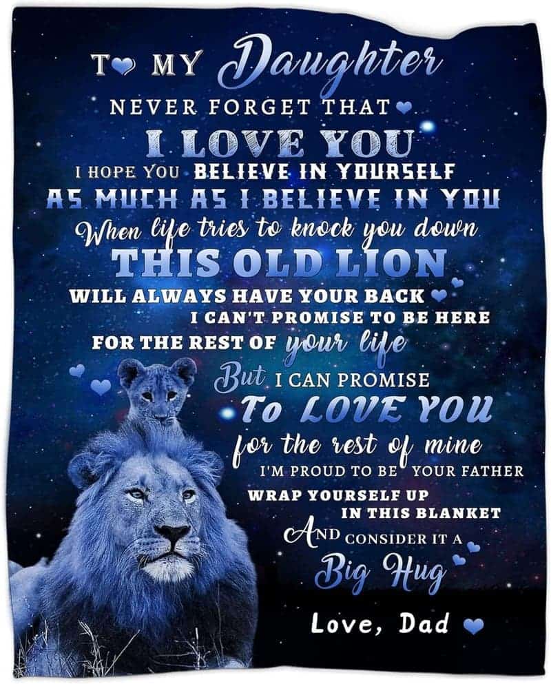 Daughter Gift from Dad – Blue Lion Flannel Blanket, 50