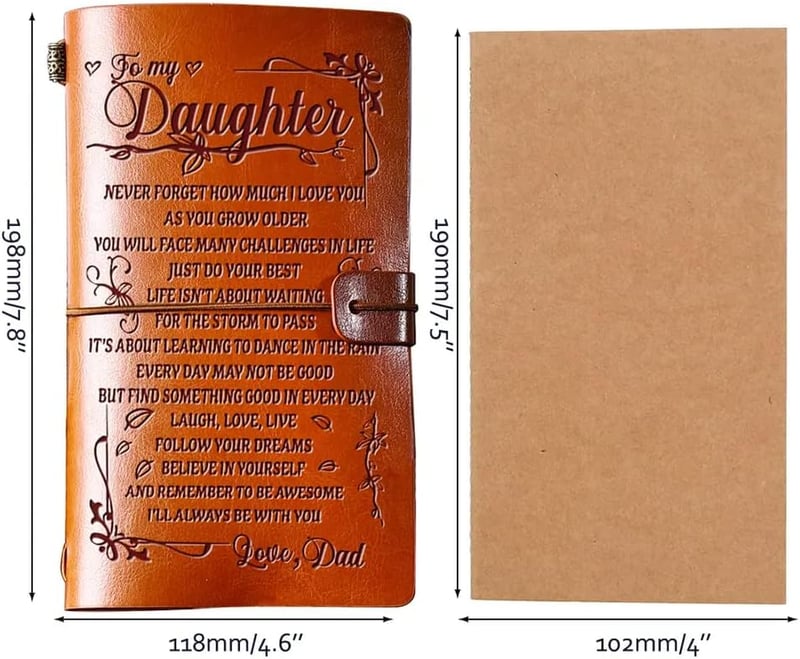 Graduation Leather Journal Gift for Daughter from Dad, Refillable
