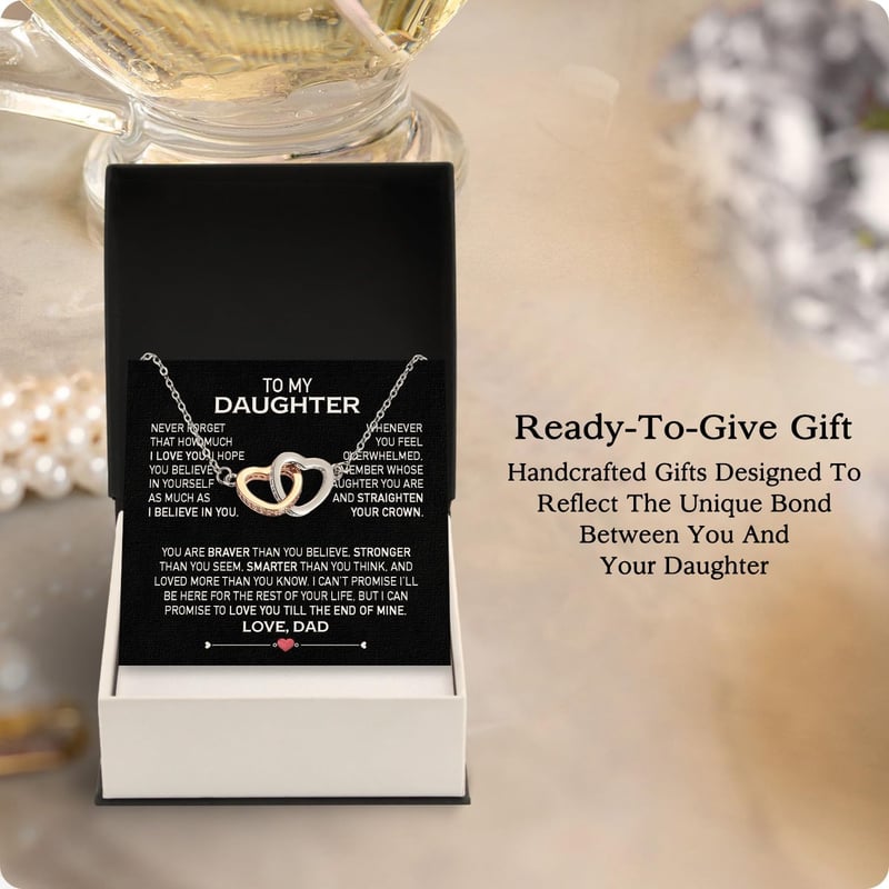 Mother's Day Daughter Necklace from Dad, Gold with Message & Box