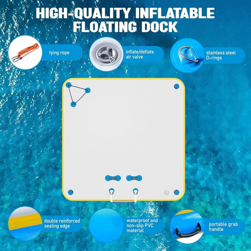 Inflatable Floating Dock with Ladder & Non-Slip Surface