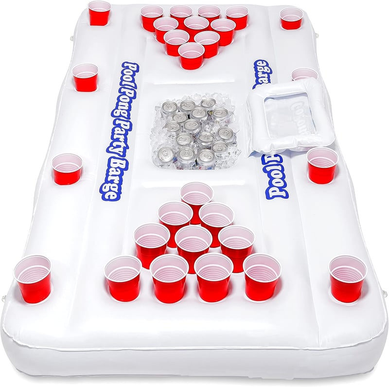 Pool Party Floating Beer Pong Table with Cooler and Cup Holders