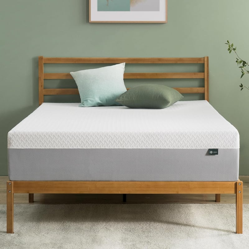 12-Inch Green Tea Memory Foam Mattress, Queen, Fiberglass-Free
