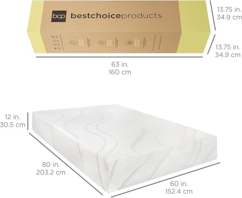 Green Tea Charcoal Cooling Gel Memory Foam Mattress, Queen Size