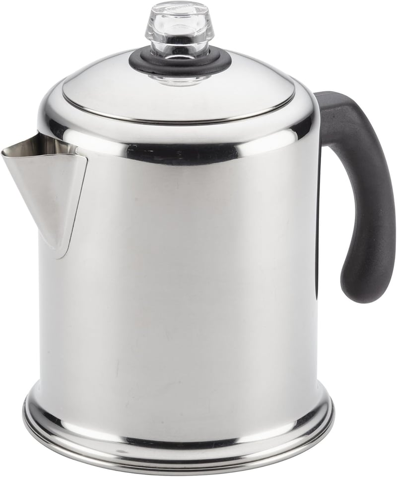 12-Cup Stainless Steel Coffee Percolator – Classic Silver Design