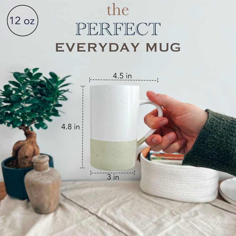Rustic Ceramic Coffee Mug Set, 12oz, Microwave Safe, 4-Pack