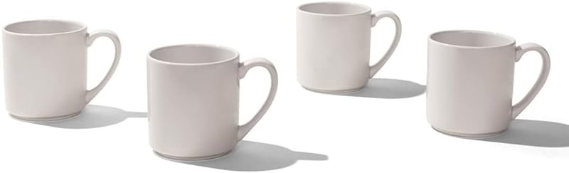 White Porcelain Coffee Mug Set, 12 oz, Dishwasher Safe