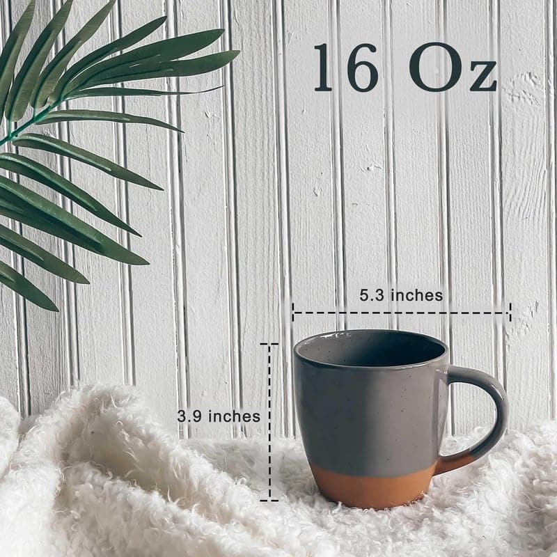 Large Ceramic Latte Mug Set, 16oz, Microwave Safe - Neutral Tones
