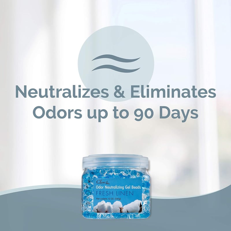 Odor Eliminator Gel Beads, Fresh Linen, 12 oz, Pack of 2