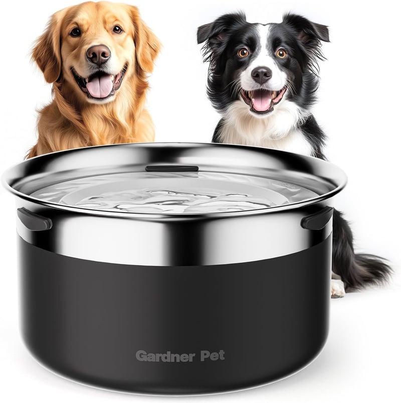 No-Spill 1-Gallon Stainless Steel Dog Water Bowl (Black)