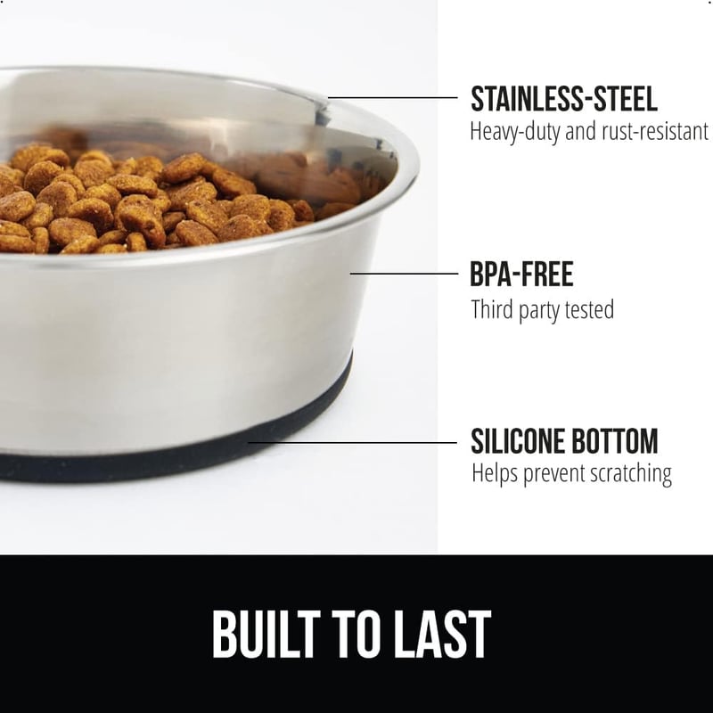 Heavy Duty Dog & Cat Bowls, Rust-Resistant Steel