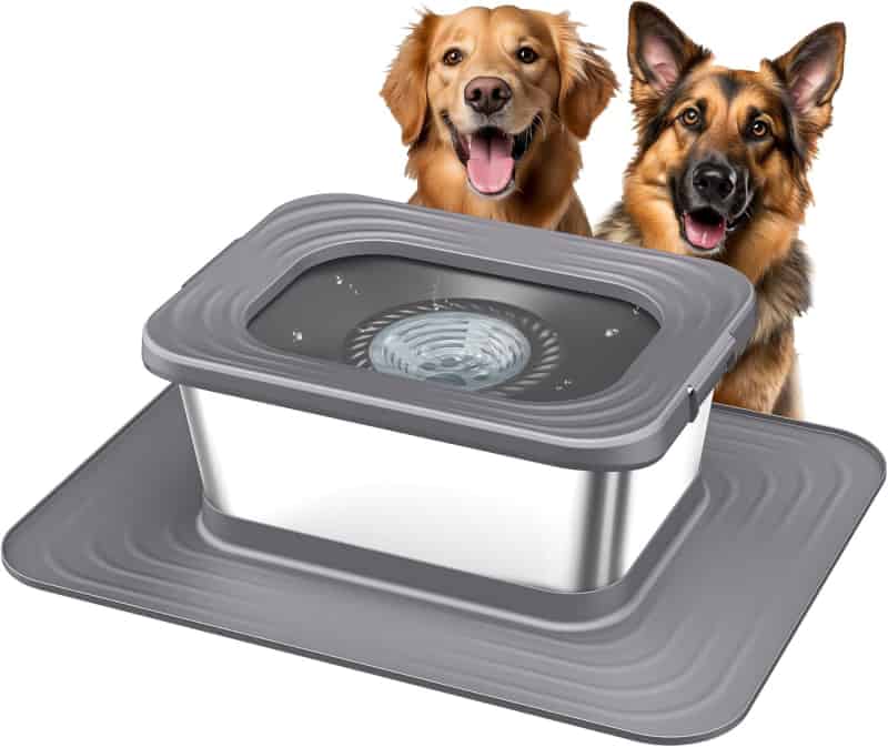 Stainless Steel Dog Bowl with Anti-Spill Mat