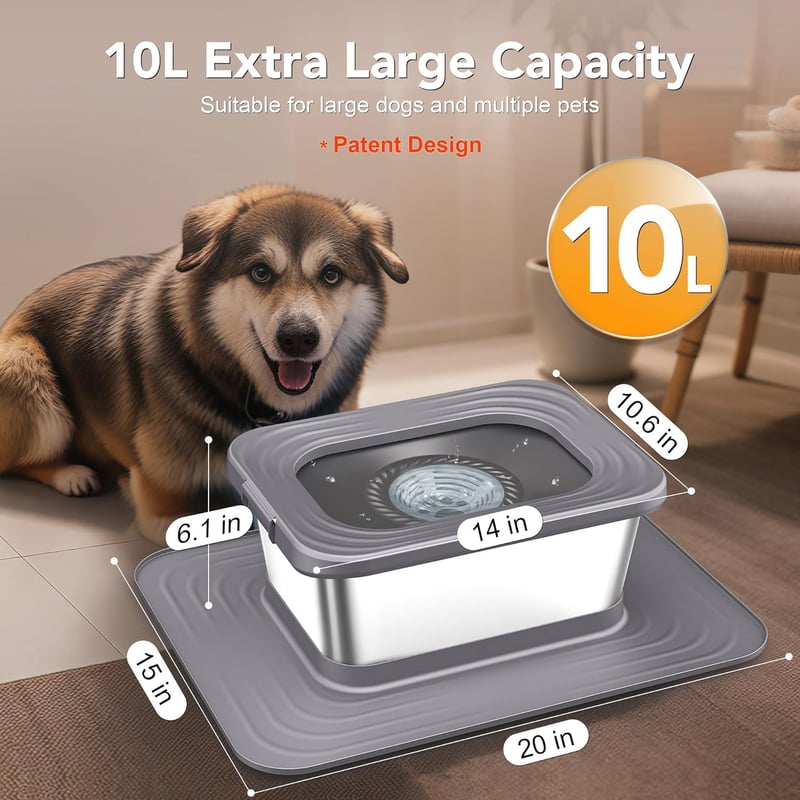 Stainless Steel Dog Bowl with Anti-Spill Mat