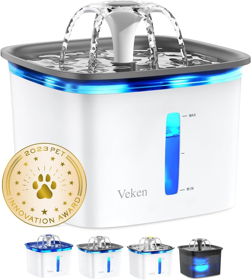 Automatic Pet Water Fountain, 95oz, Grey Plastic
