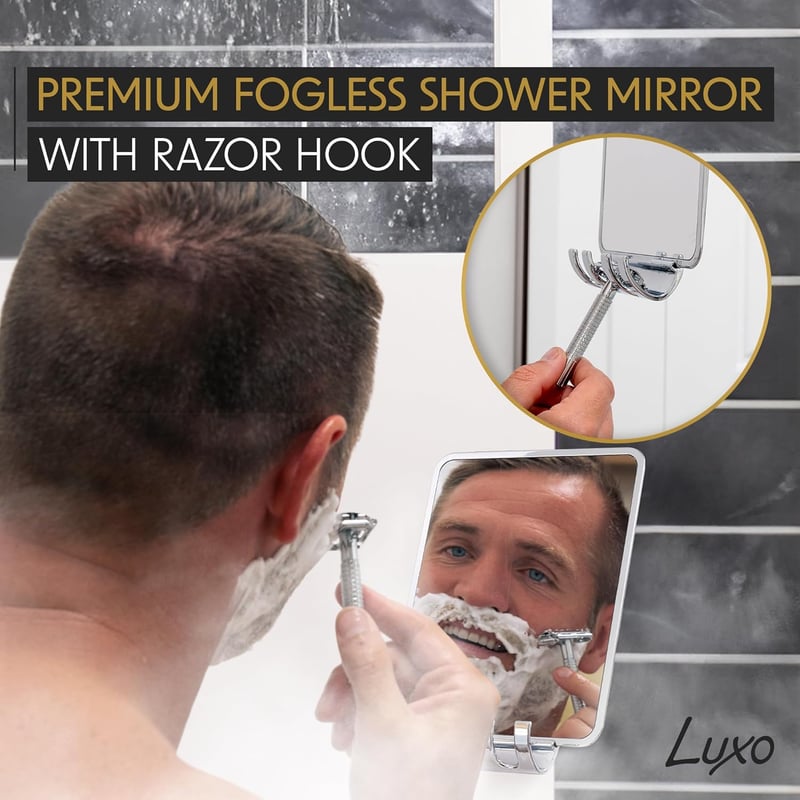 Fogless Shaving Mirror with Razor Holder
