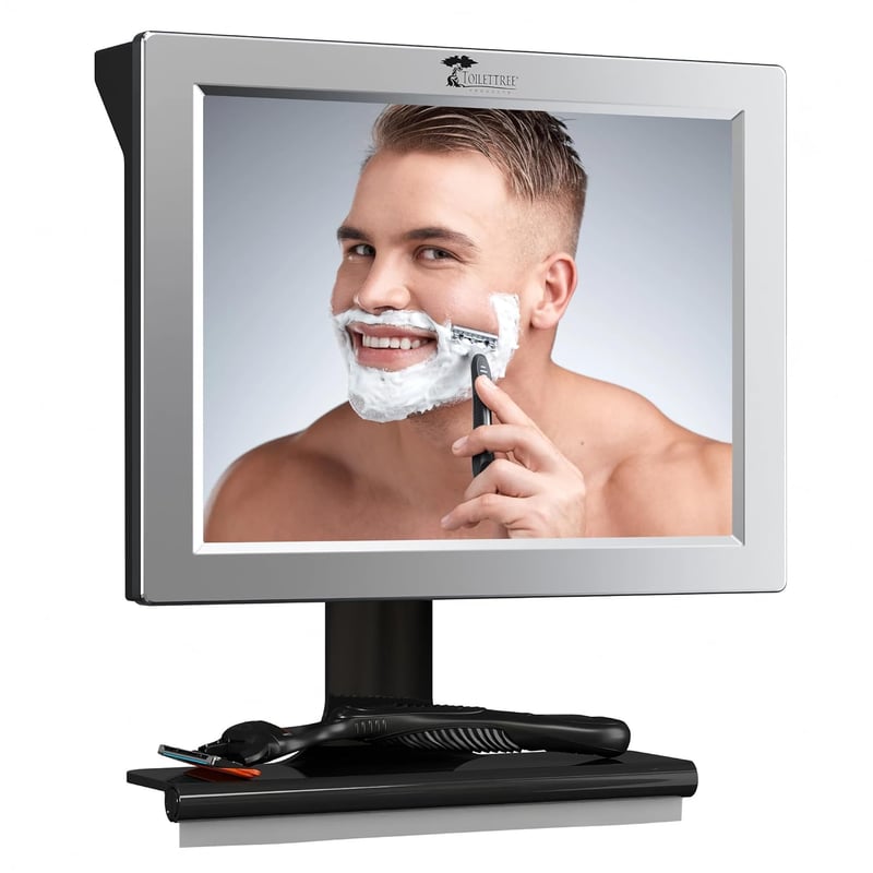 Fogless Adjustable Shower Mirror with Squeegee