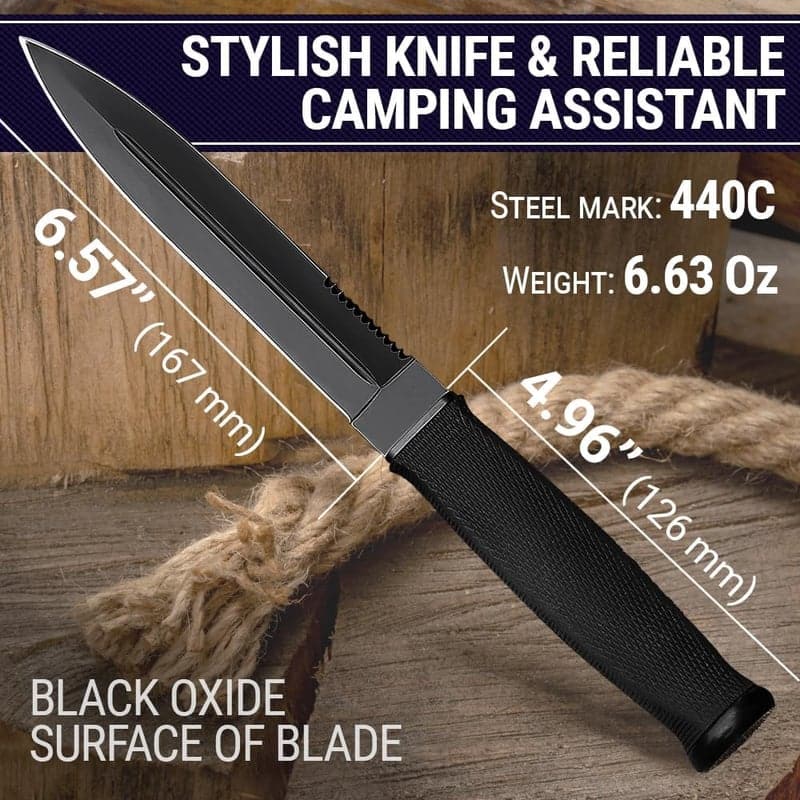 Survival Hunting Knife with Sheath, 6.5