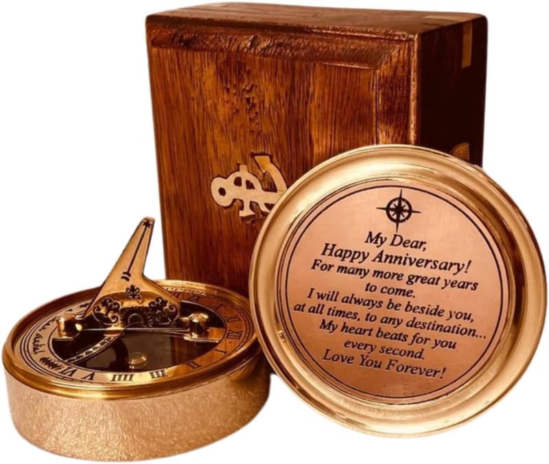 1st Anniversary Sundial Compass Gift for Couples