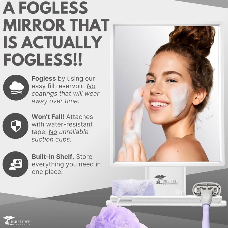 Shower Mirror for Shaving - Fogless & Adjustable