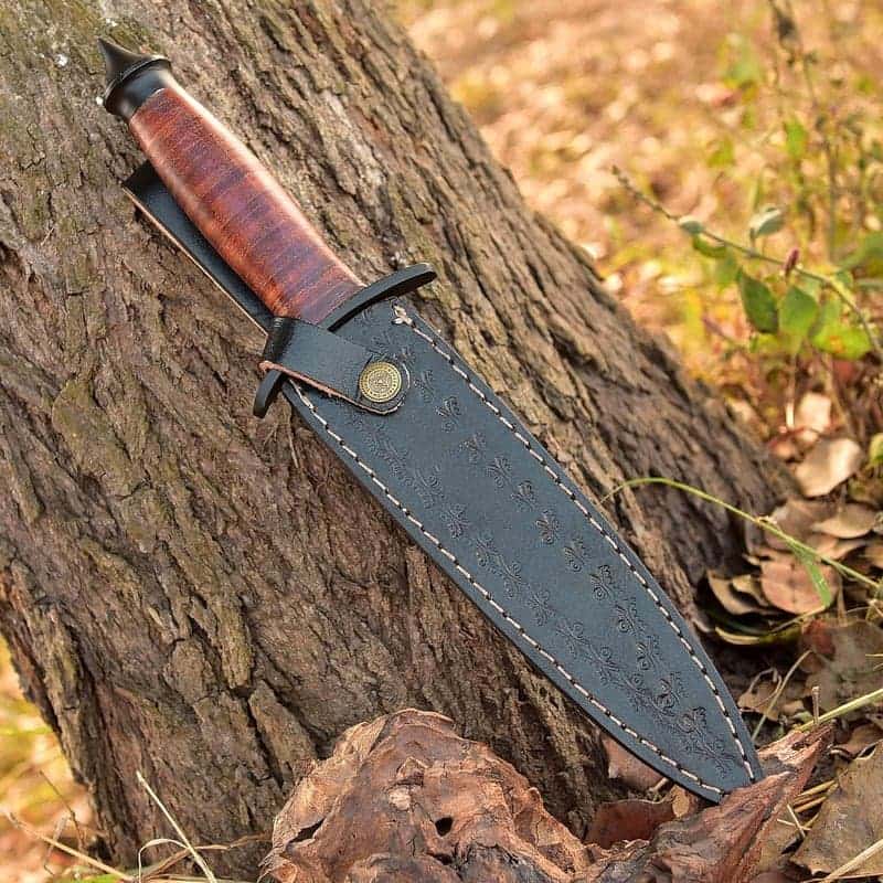 Sykes Fairbairn WWII Military Knife with Leather Sheath