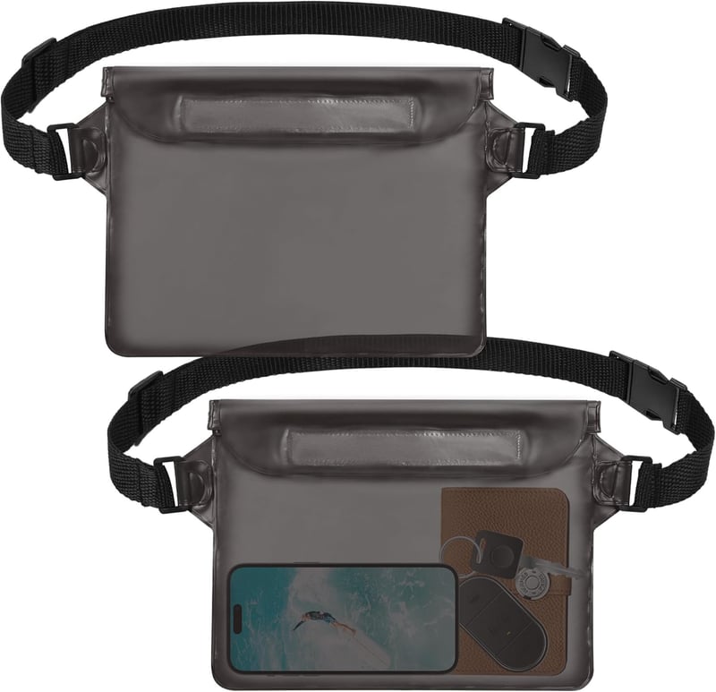 Waterproof Waist Pouch 2-Pack for Beach, Kayaking & Camping