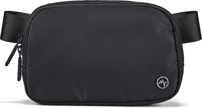 Women's Black Nylon Belt Bag with Adjustable Strap