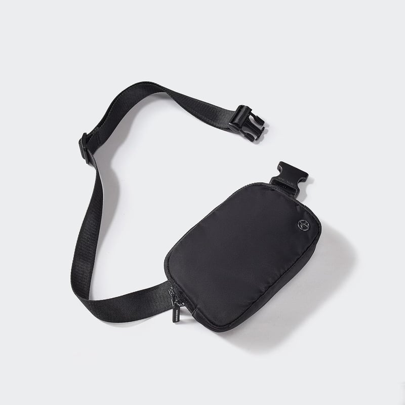 Women's Black Nylon Belt Bag with Adjustable Strap