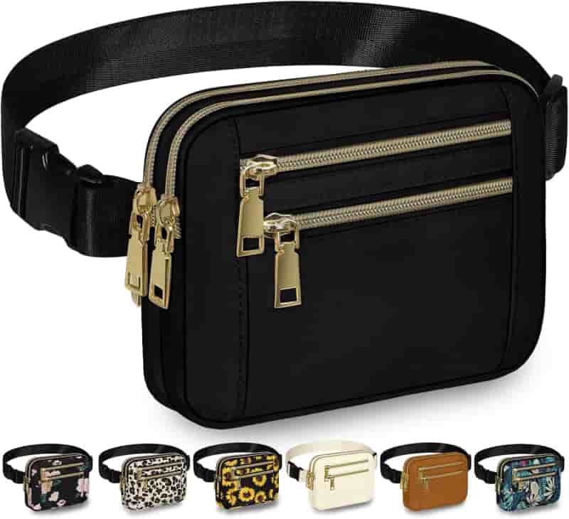 Fashion Waterproof Fanny Pack with Adjustable Strap & 4 Pockets