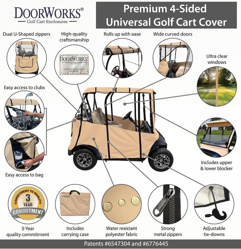 Golf Cart Cover - Universal Black 4-Sided, 60