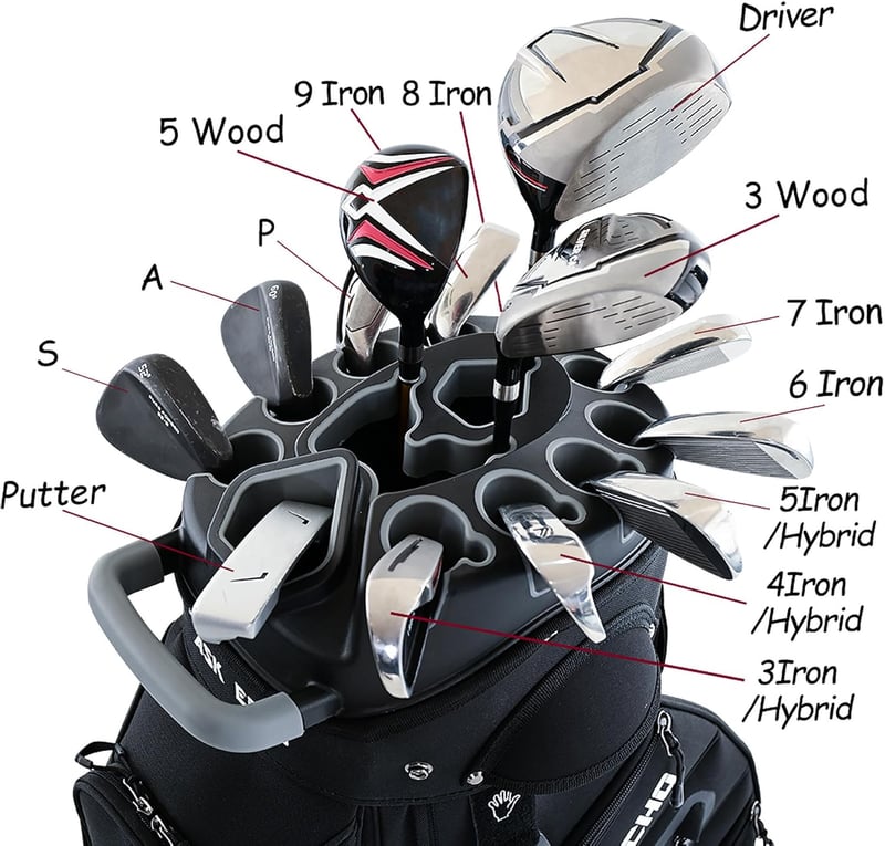 2024 T-Lock Golf Cart Bag with 14-Way Divider and Rain Cover