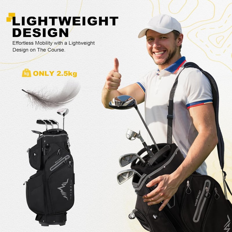 15-Way Golf Cart Bag with Dividers and Rain Cover