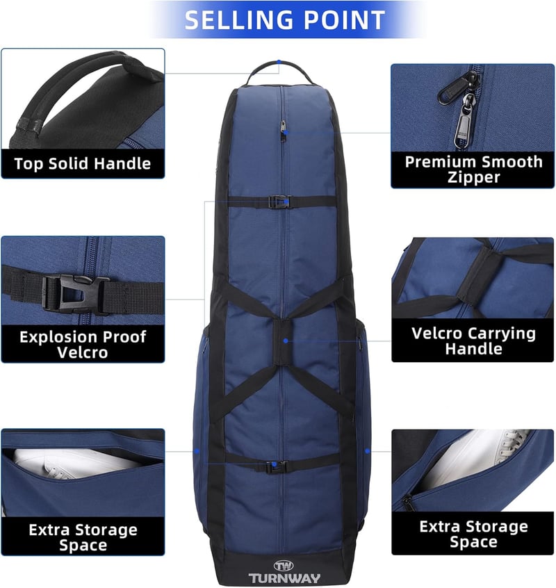 Foldable Waterproof Golf Travel Bag with Wheels, Heavy-Duty 900D Polyester