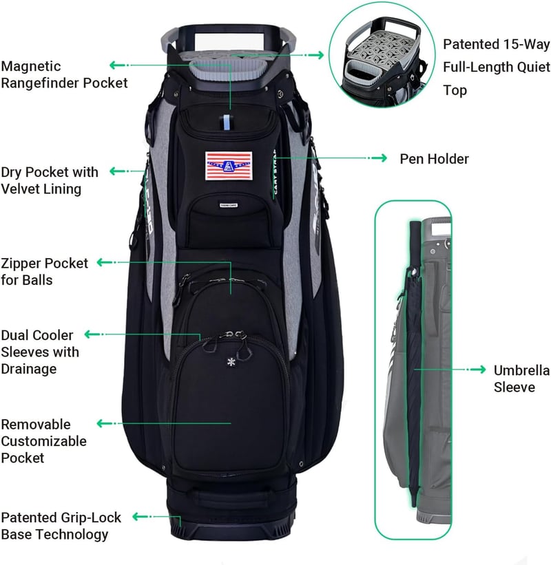 2024 SLC-130 Golf Cart Bag, 15-Way Dividers, with Rain Cover