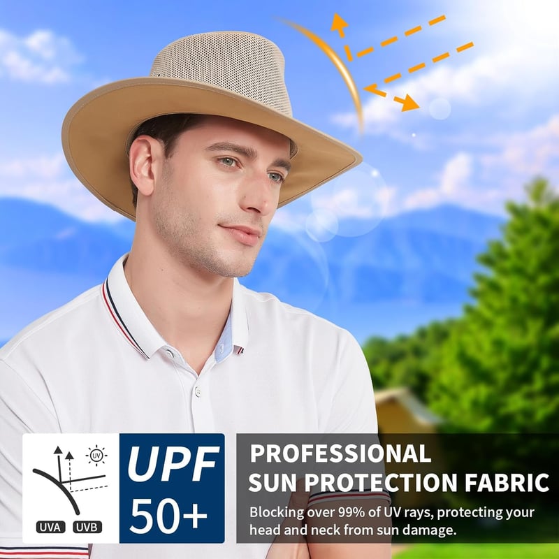 Summer Wide Brim Mesh Sun Hat for Men Outdoor Activities